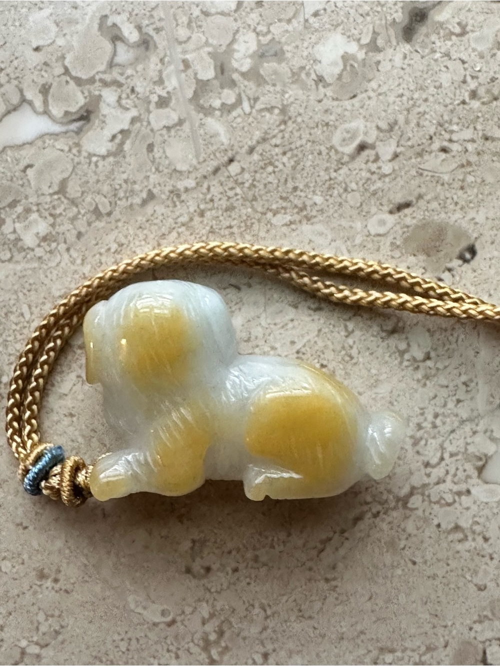 Grade A White and Yellow Jade Dog Pendant Necklace with Certification